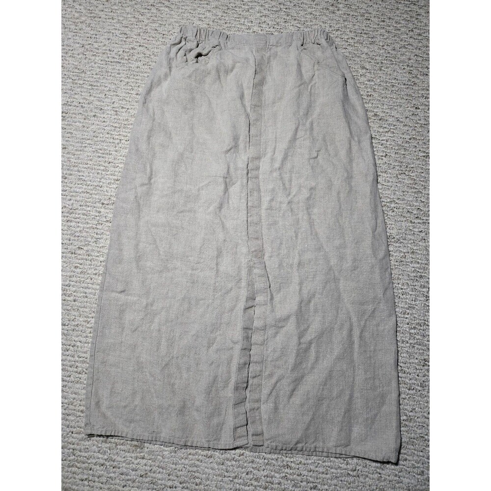 FLAX by Jeanne Engelhart 100% Linen Pull On Maxi Skirt Cream Women's Large